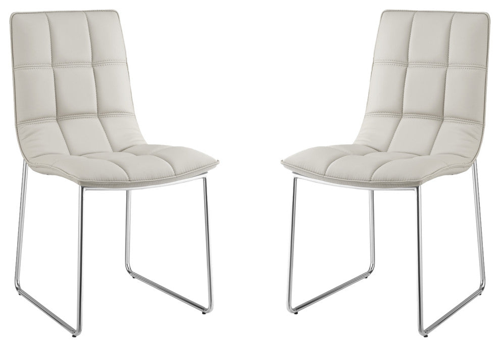 Leandro Set of 2 Dining Chair, Pu Leather, White