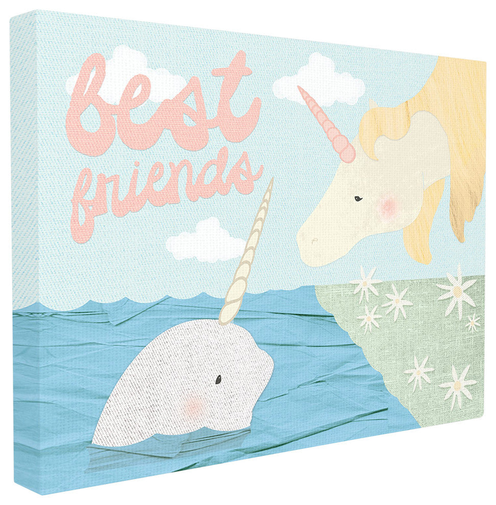 The Kids Room Best Friends Narwhal & Unicorn Collage Canvas Wall Art, 24"x30"
