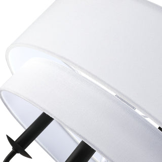 21.5"W 5-Light Black Chandelier Light With White Double Drum Shade