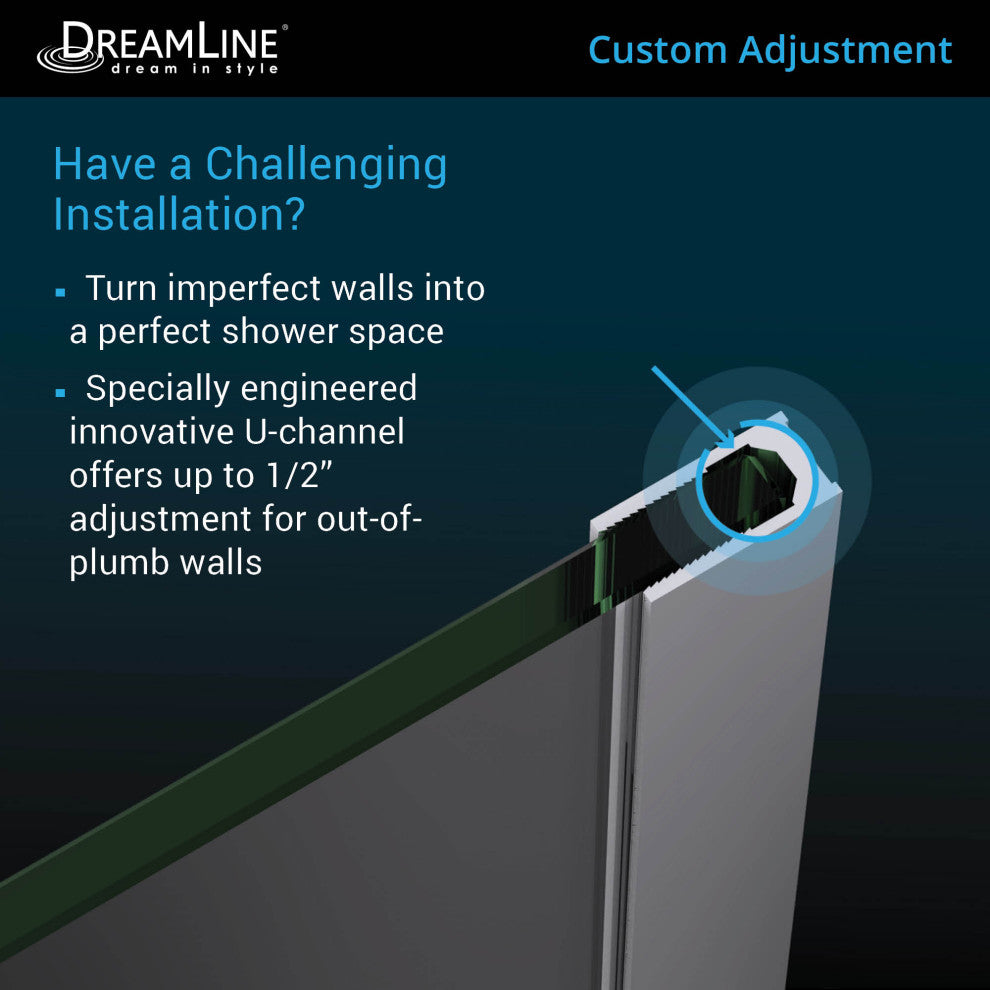 Linea 30"x72" Open Entry Design, Frameless Shower Door, Oil Rubbed Bronze