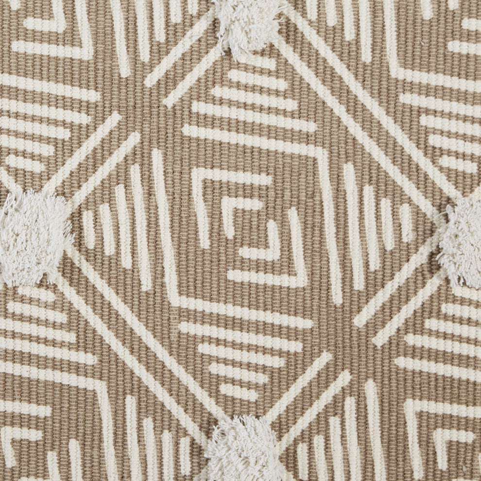 Stone Diamond Printed Off-White Hand-Loomed Shag Rug 4x6 ft.