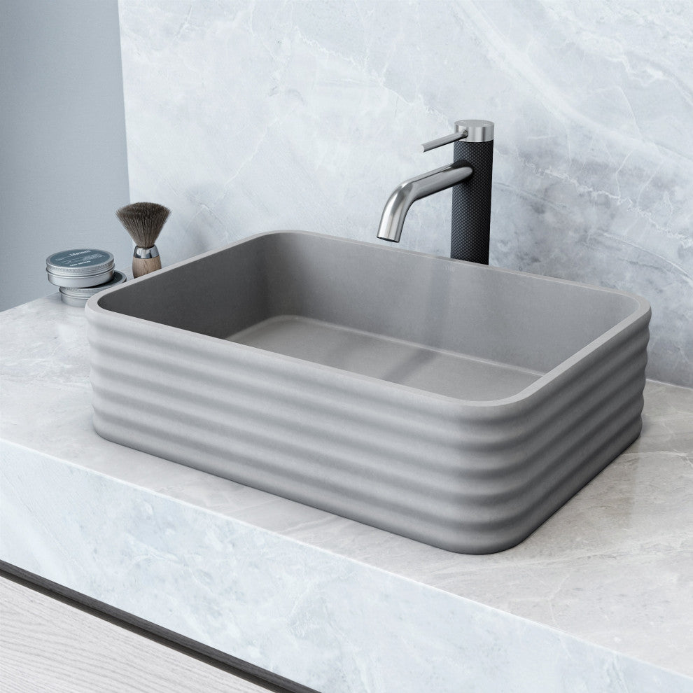 VIGO Cadman 18"L x 13"W x 5"H Concreto Stone Rectangular Bathroom Vessel Sink