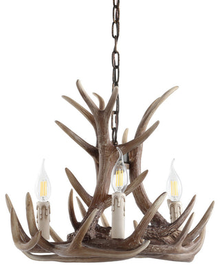 Eldora 18" Adjustable Resin Antler 3-Light Led Chandelier, Brown