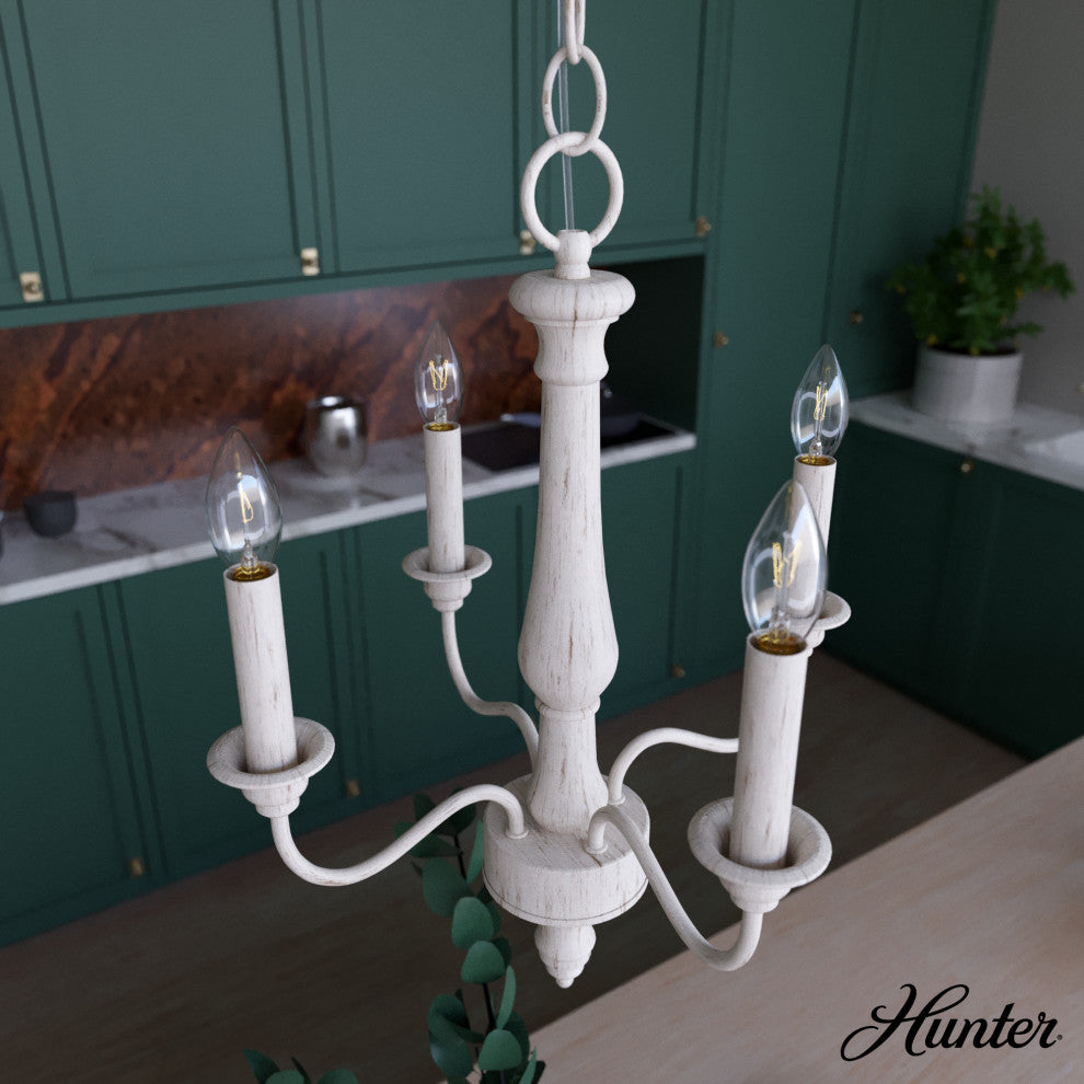 Teren Distressed White 4 Light Chandelier Ceiling Light Fixture