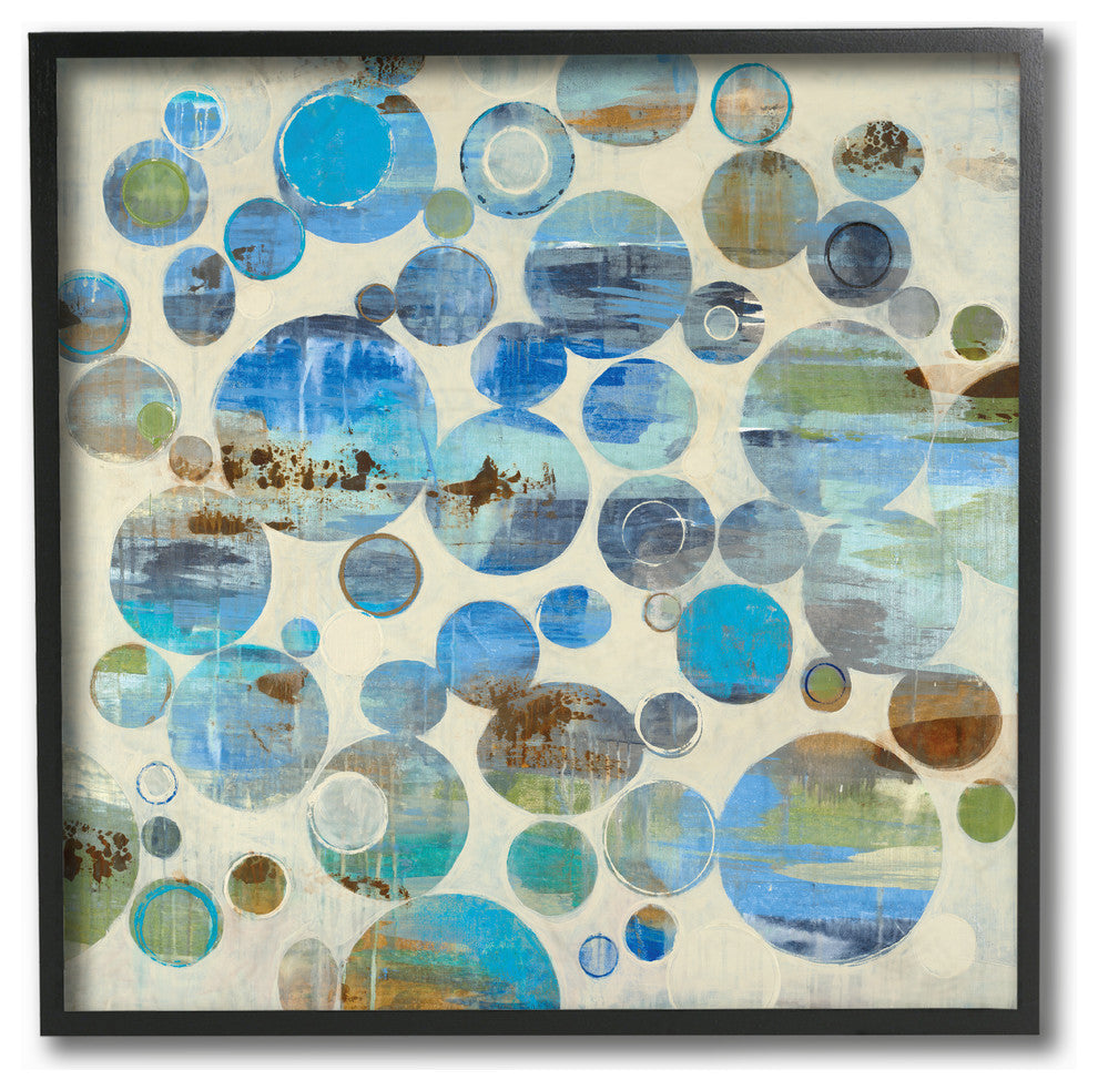 Abstract Landscape Bubbles Framed Giclee Texturized Art, 12x12