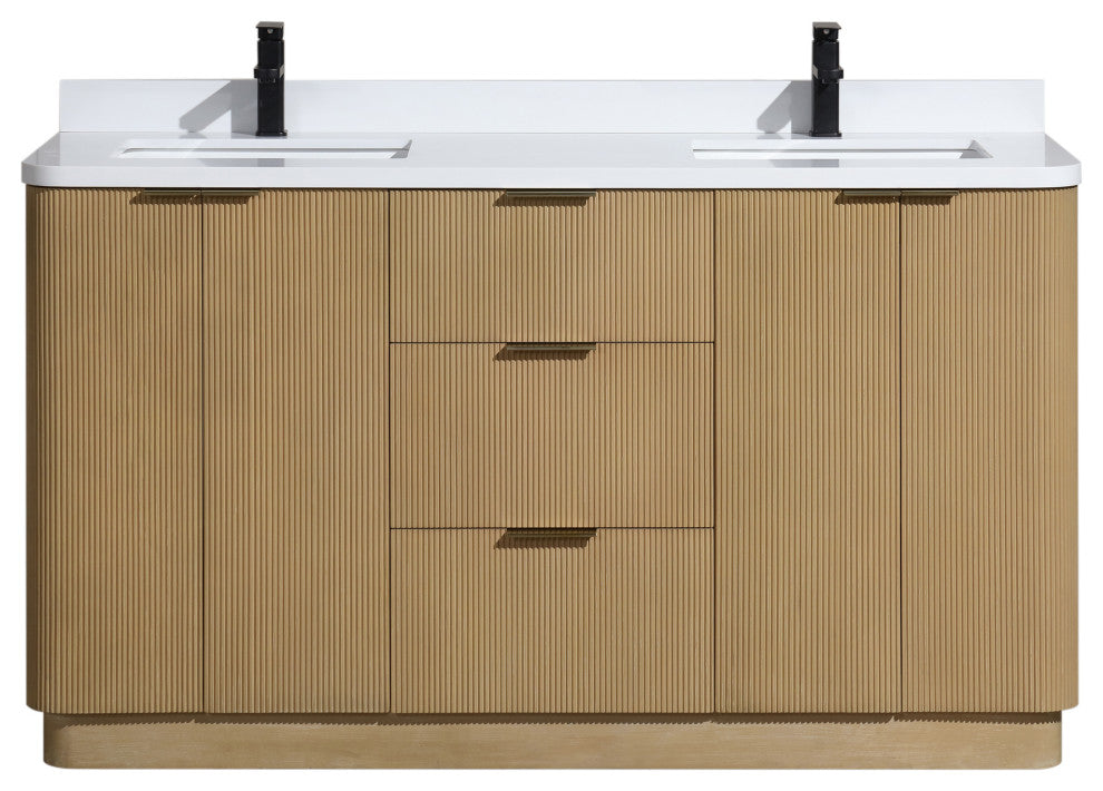Ari Kitchen and Bath Calamigo 60" Freestanding Bathroom Vanity Oak