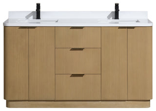 Ari Kitchen and Bath Calamigo 60" Freestanding Bathroom Vanity Oak