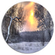 Winter Landscape With Yellow Sun, Landscape Disc Metal Wall Art, 11"
