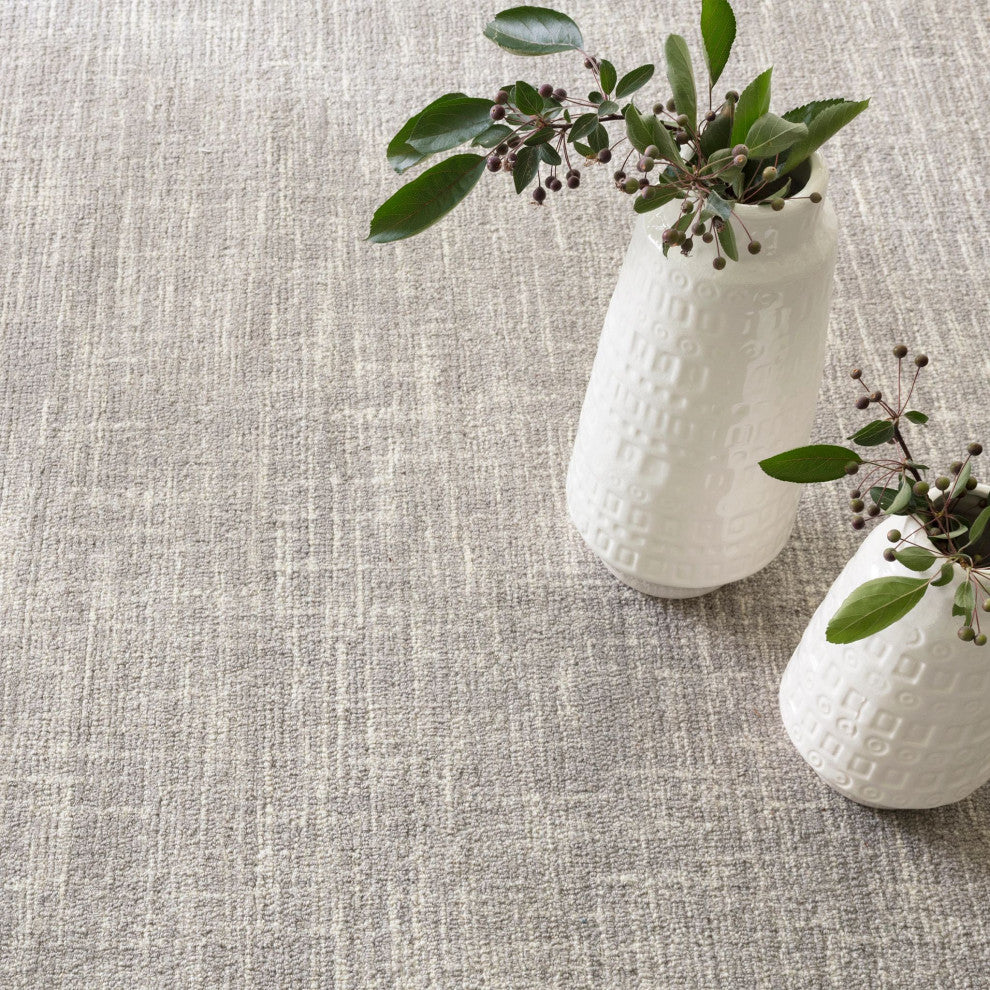 Dash & Albert Crosshatch Dove Grey Hand Micro Hooked Wool Rug, Grey, 4' x 6'