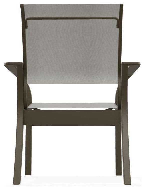 Leeward Sling Stackable Outdoor Dining Chair, Augustine Oyster/Beachwood