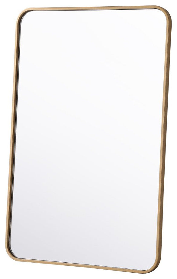 Elegant Decor MR802436BR Soft Corner Metal Rectangular Mirror, 24"x36"