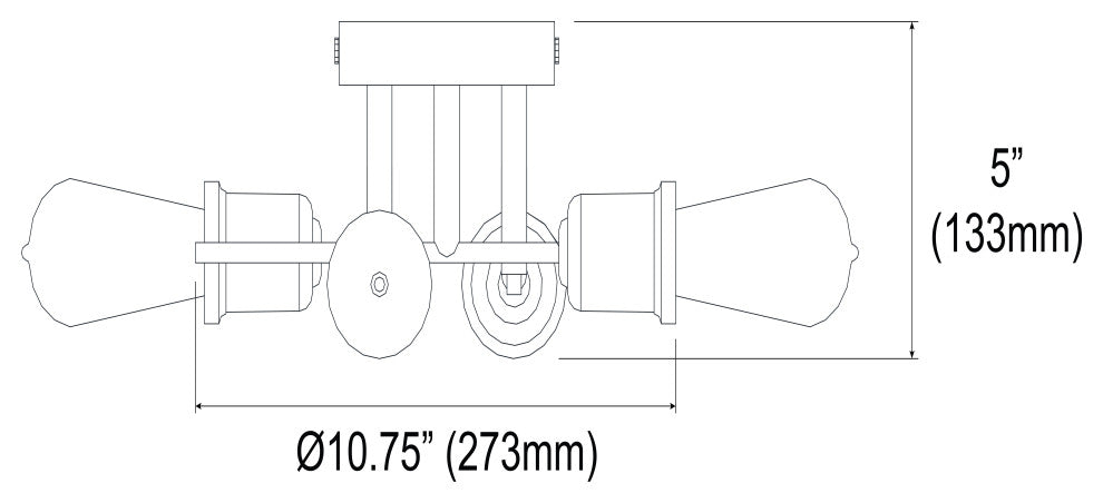 4-Light Semi-Flush Mount, Espresso Finish