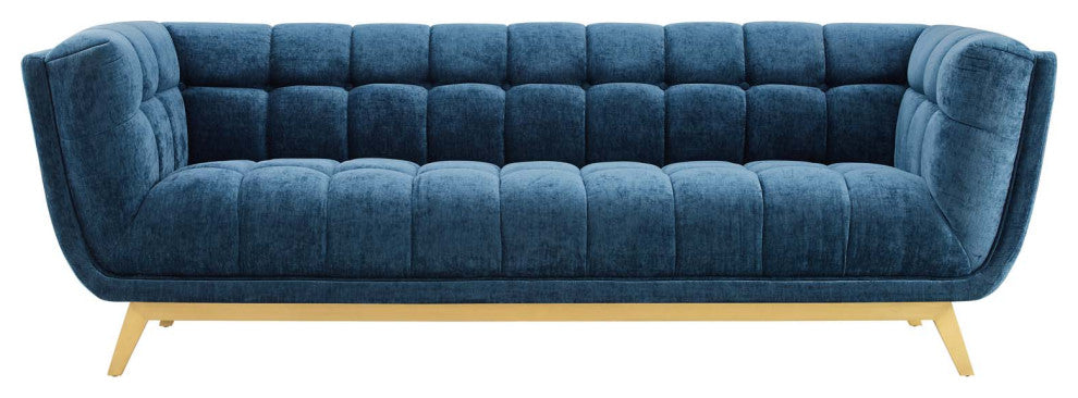 Bestow Crushed Performance Velvet Sofa Navy