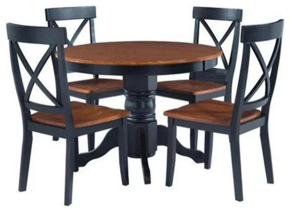 Traditional Dining Table, Pedestal Base With Rounded Table Top, Cottage Oak