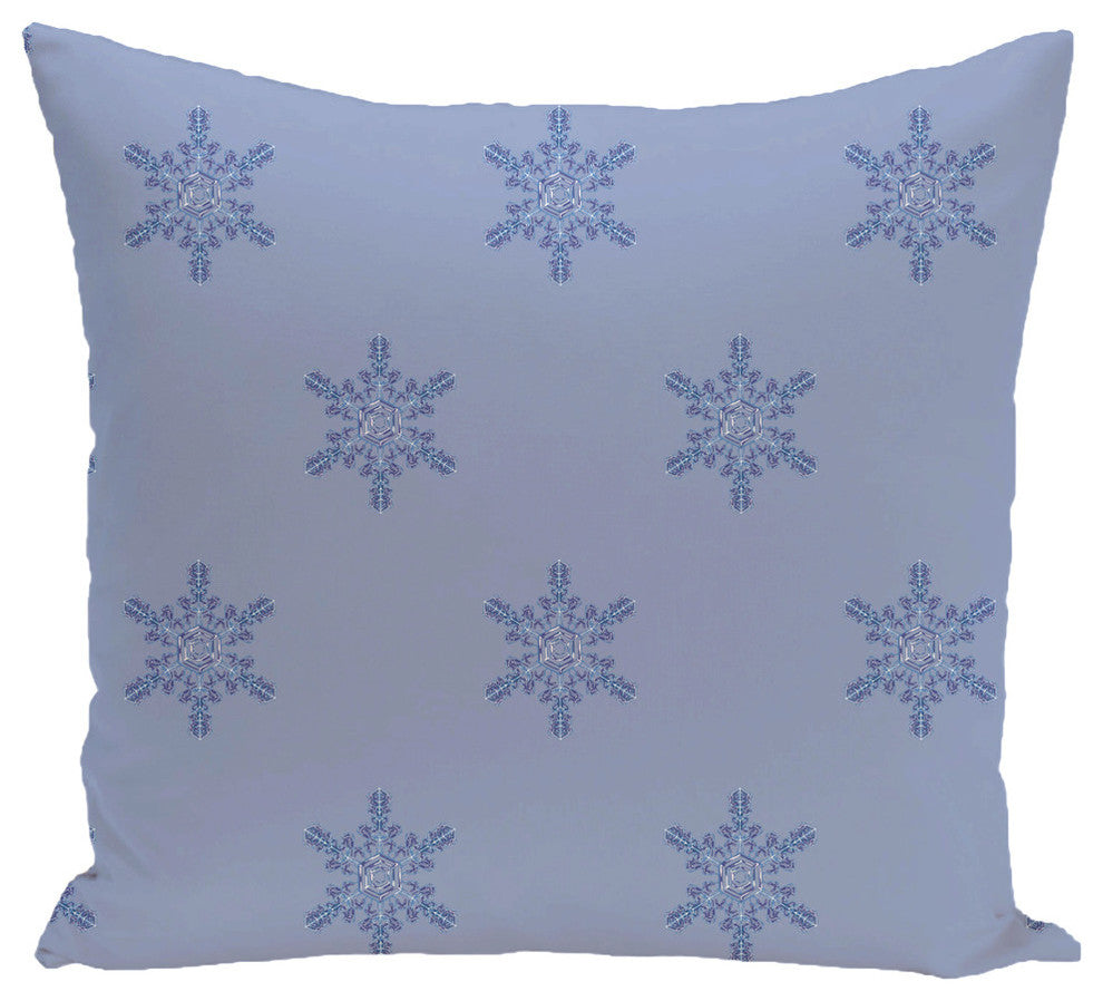 Flurries, Decorative Holiday Print Pillow, Blue And Lavendar, 18"x18"