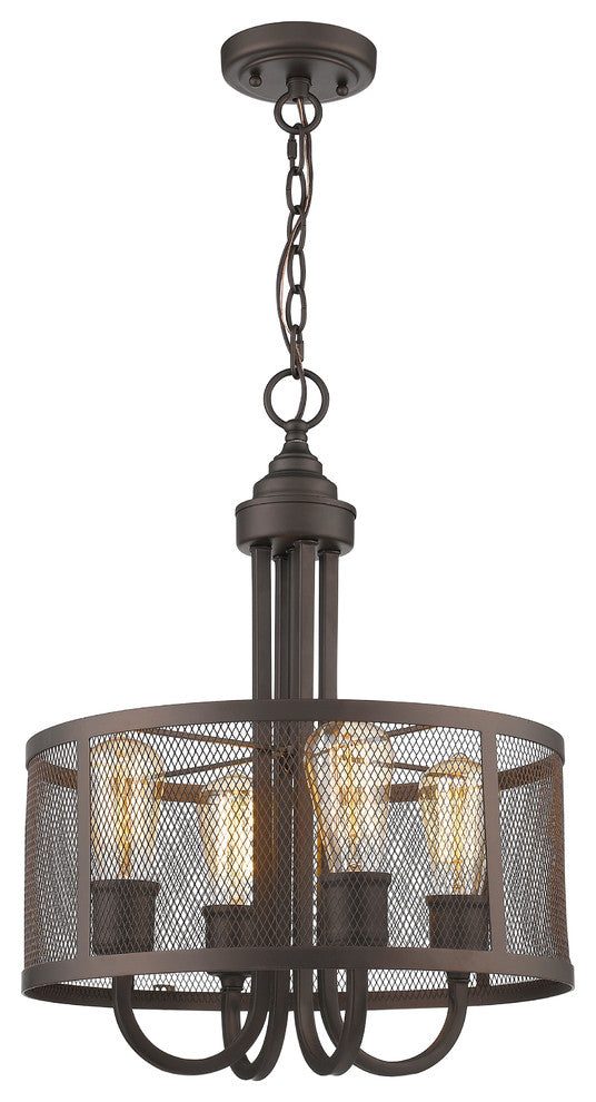 Ironclad 4-Light Rubbed Bronze Ceiling Pendant 16"
