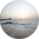 Serene Blue Beach With White Sun, Beach Round Metal Wall Art, 23"