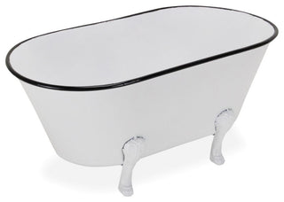 Lavande Metal Tub Decor - Small - White