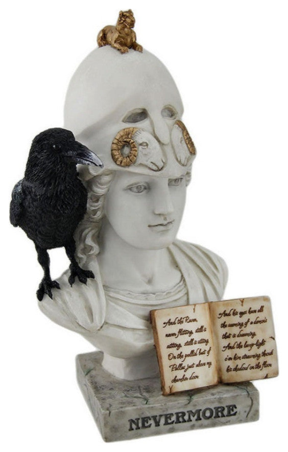 The Raven Nevermore on Pallas Athena Bust / Statue