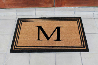 A1HC Black/Beige Coir Monogrammed Doormat 24"x39" , M