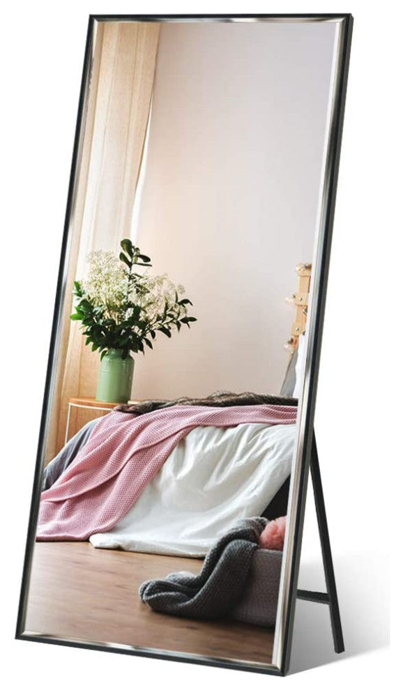 Wall Mounted Mirror, Vertical Black Frame, Black