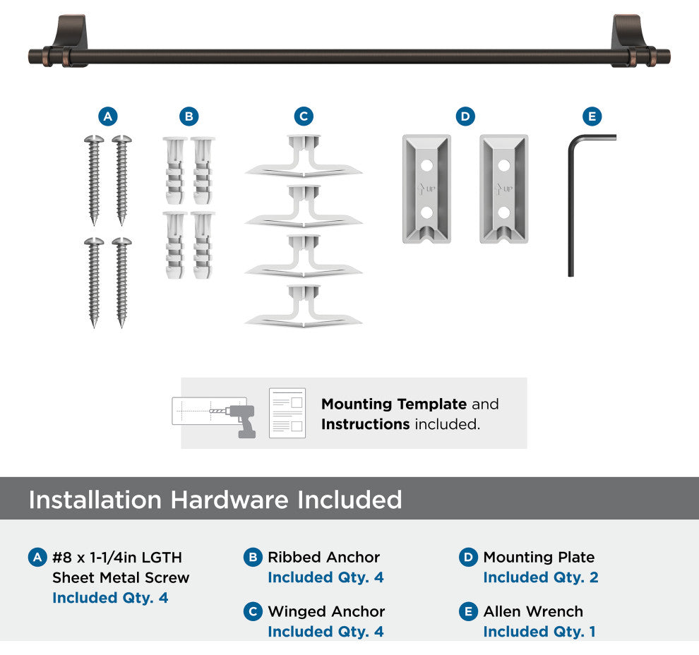 Amerock Davenport Transitional Towel Bar, Oil Rubbed Bronze, 24" Center-to-Cente