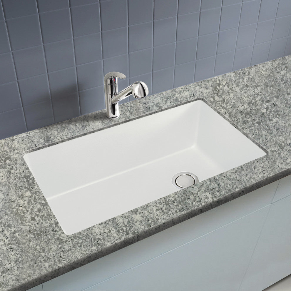 Radius Granite 31-in Undermount Kitchen Sink Kit in White