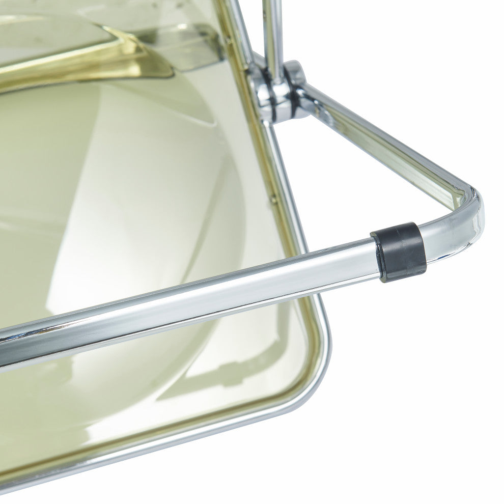 LeisureMod Lawrence Acrylic Folding Chair With Metal Frame