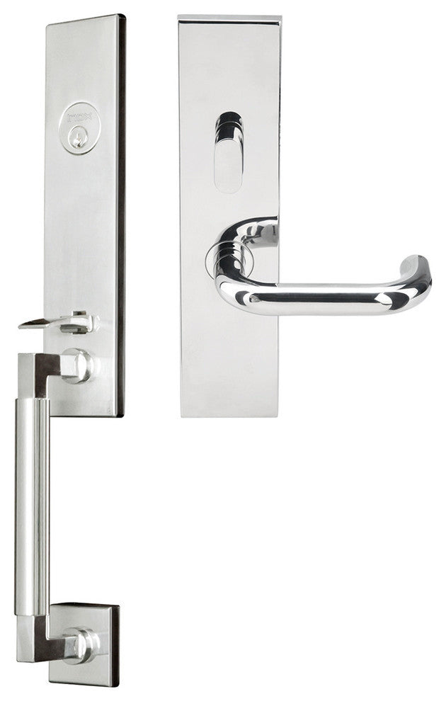 Munich Lever, Mortise Entry Handleset, Left Hand, Polished Stainless Steel