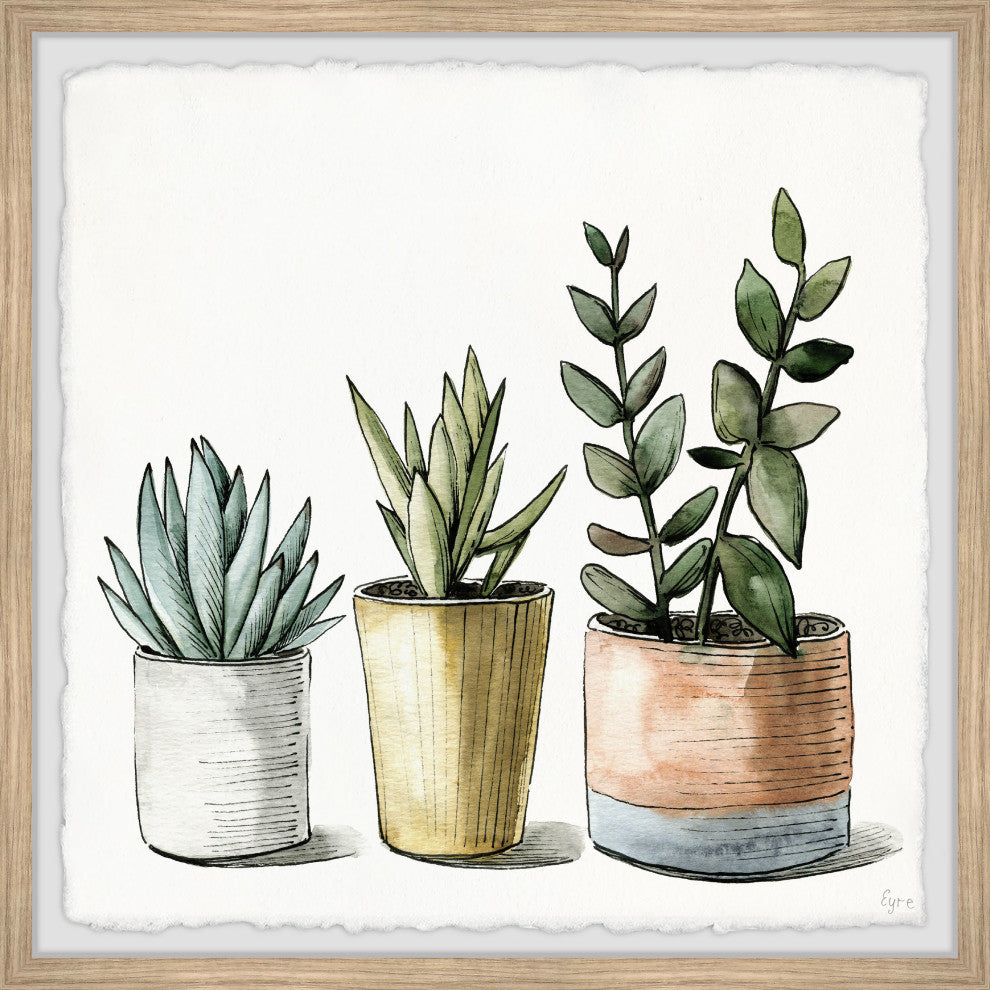 "Green Ornamental Plants" Framed Painting Print, 32x32