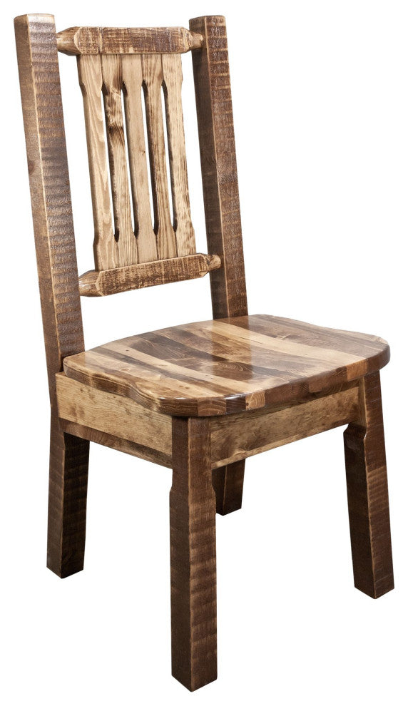 Homestead Side Chair, Stain and Clear Lacquer Finish With Ergonomic Wooden Seat