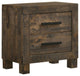 2 Drawers Wooden Nightstand, Golden Brown
