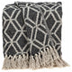 Gray and Beige Handloom Geometric Woven Throw Blanket