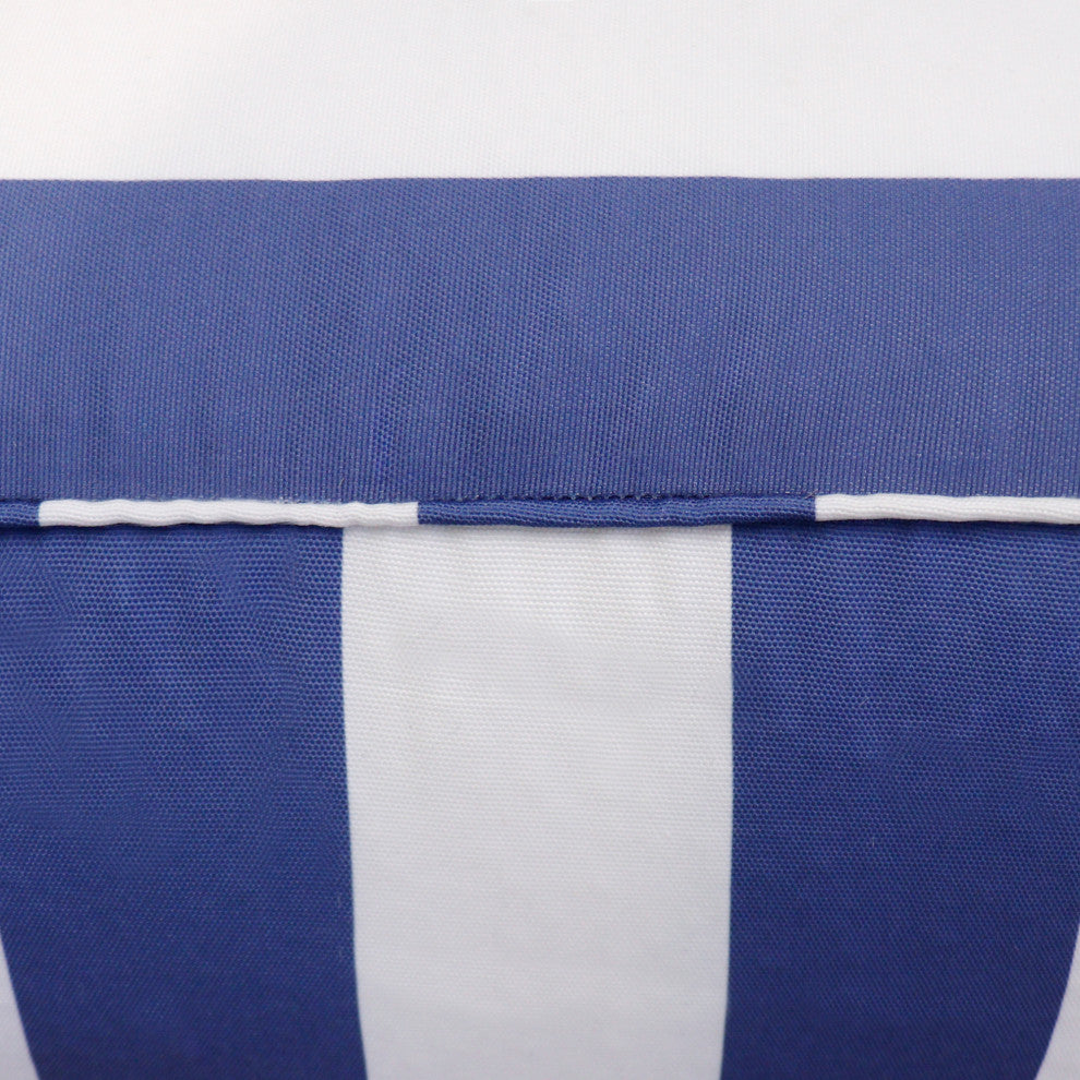 Pasargad Home Galaxy Collection White/Blue Poly Fabric Striped Pouf