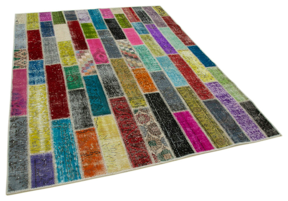Rug N Carpet - Handmade Turkish 5' 11" x 8' 0" Colorful Patchwork Area Rug