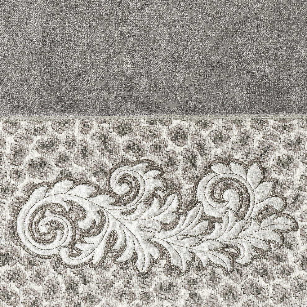 Linum Home Textiles Turkish Cotton April Embellished Bath Towel, Dark Gray