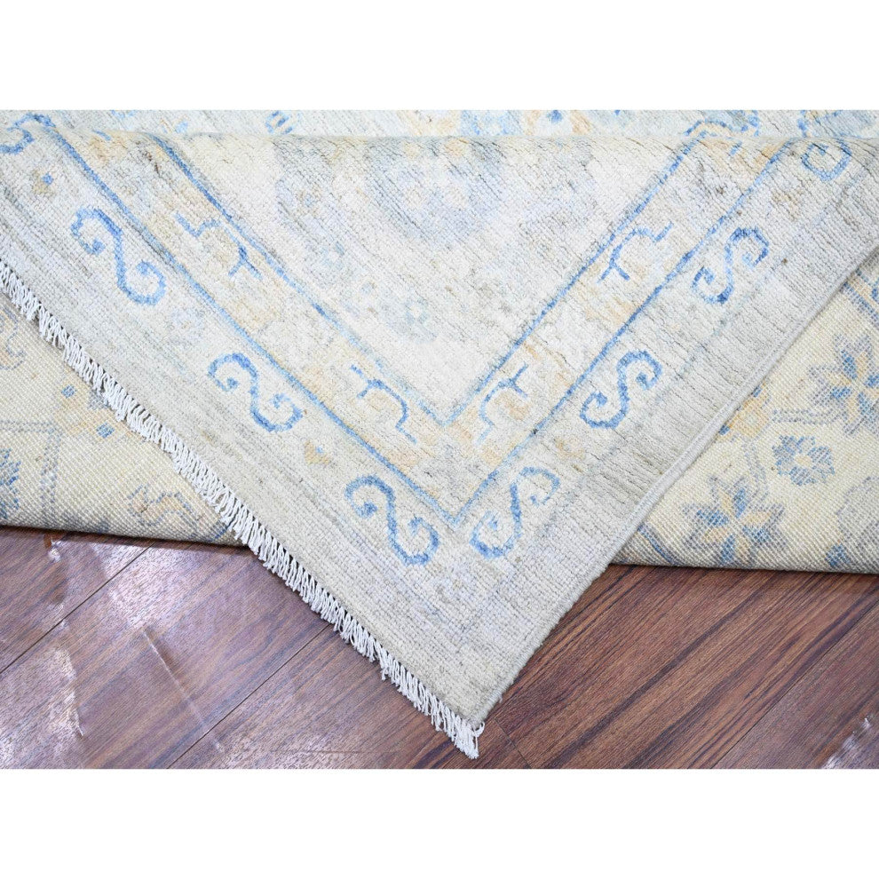 Ivory White Wash Peshawar Wool Hand Knotted Oversized Oriental Rug 11'9"x14'8"