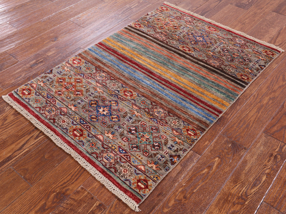 Khorjin Super Kazak Hand-Knotted Wool Rug 2' 7" X 3' 9" Q8387