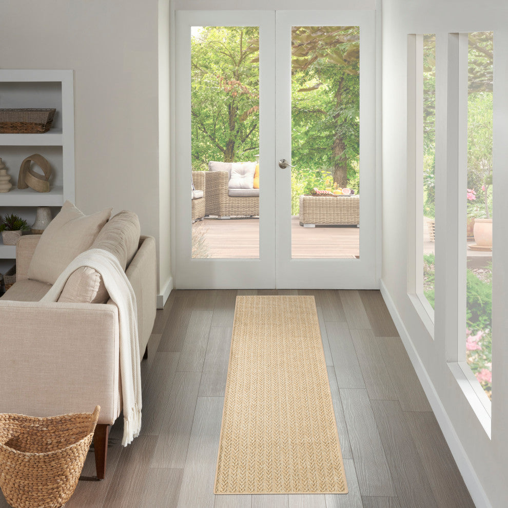 Nourison Tulum 2'2" x 8' Taupe Outdoor Rug