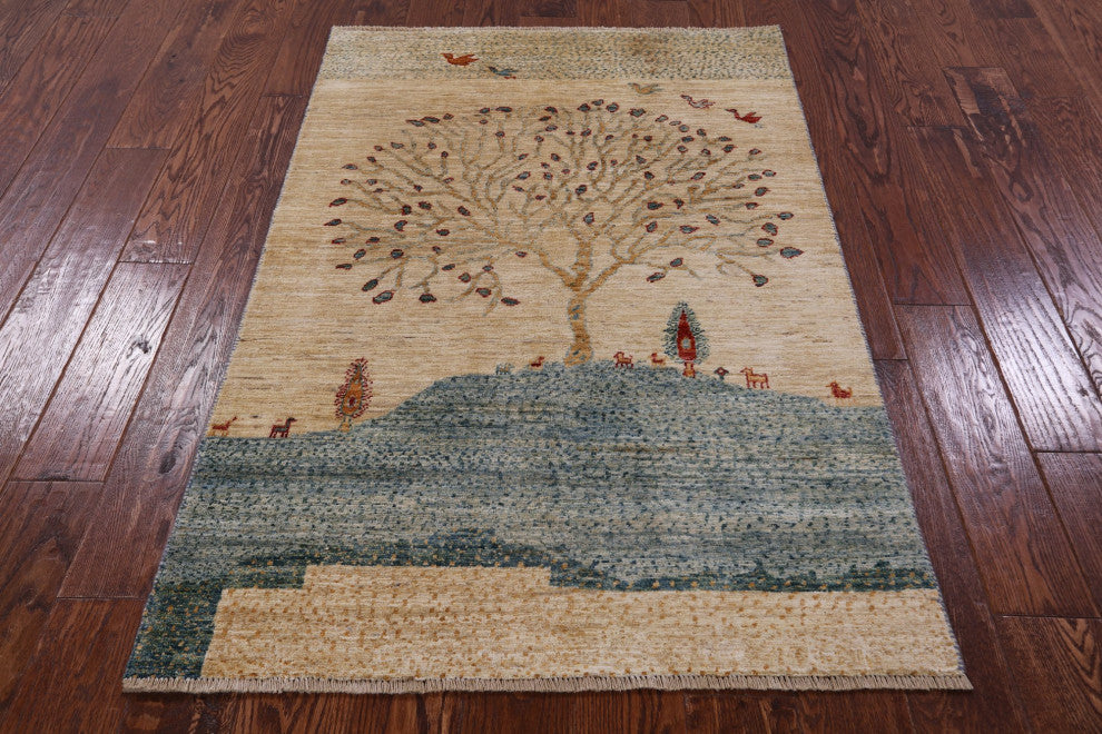 3' 3" X 4' 9" Handmade Persian Gabbeh Tribal Wool Rug Q11048