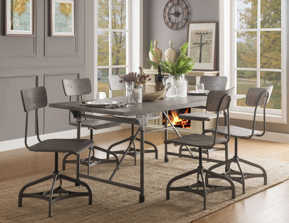 HomeRoots 17" X 21" X 34" 2pc ray Oak And Sandy Gray Side Chair