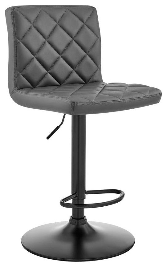 Duval Adjustable Gray Faux Leather Swivel Bar Stool