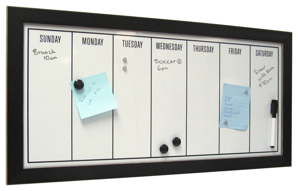 Wyeth Black Framed Magnetic Dry Erase Board Weekly Calendar
