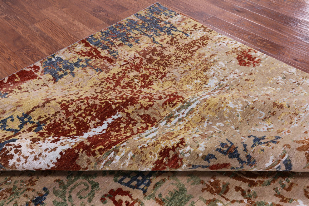 8' 11" X 11' 11" Persian Hand-Knotted Wool and Silk Rug Q6345