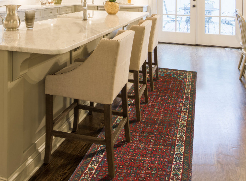 Fine Vintage Distressed Zahara Red/Ivory Runner, 3'5 x 10'3