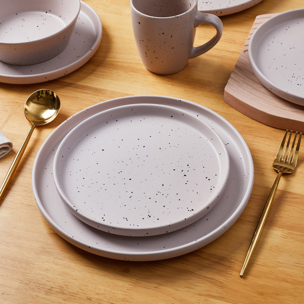 Stone Lain Jade Stoneware 32 Piece Dinnerware Set, Taupe