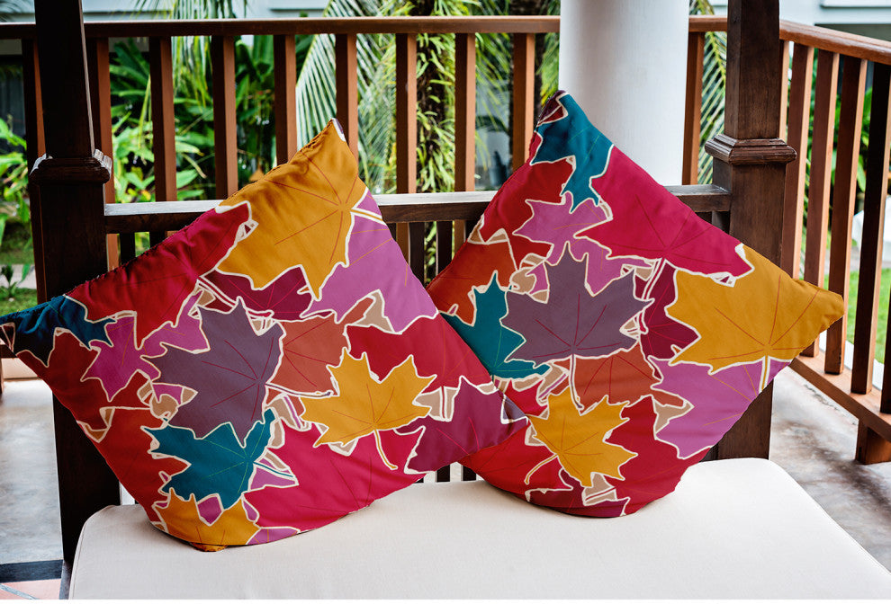 Leaf Pile Indoor/Outdoor Throw Pillow, Larkspur, 18"x18"