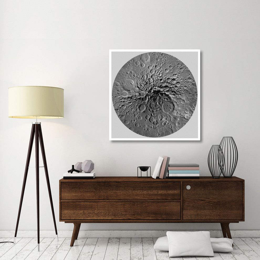 "Unmarked Map of the Moon, South Pole" Paper Art, 42"x42"