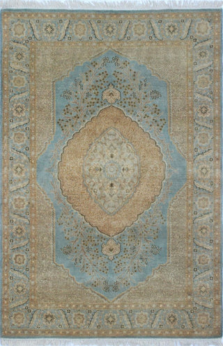 Turkish-Knotted Hammad Light Blue Rug, 4'1x5'11