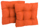 19" Squared Polyester Tufted Dining Chair Cushion, Set of 2, Tangerine Dream